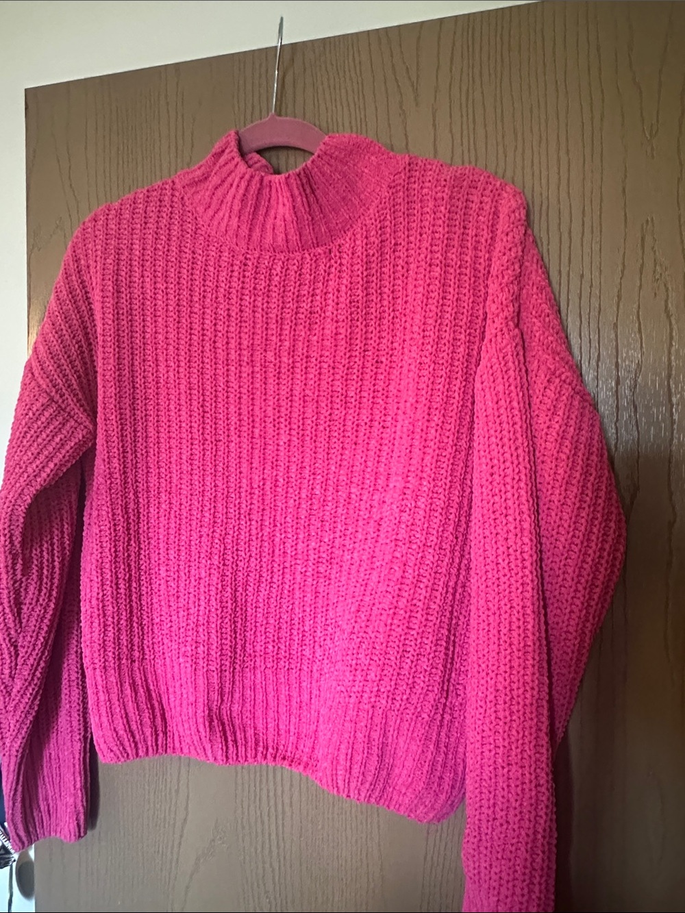 Double Zero Hot Pink Chunky Mock Neck Sweater